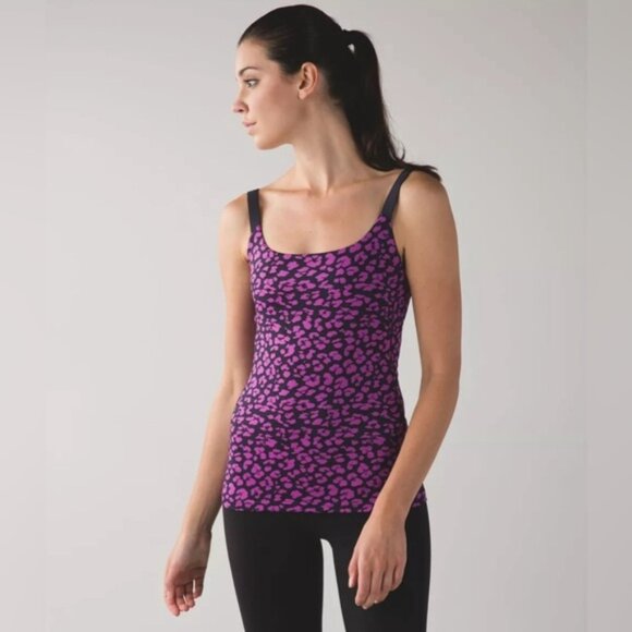 Lululemon Barre None Tank Top Mini Cherry Cheetah Ultra Violet Size 6 - Picture 2 of 11